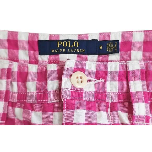 POLO Ralph Lauren ~Woman Size 6~ Pink/White Plaided Print Shorts Cotton Blend. - Picture 2 of 15